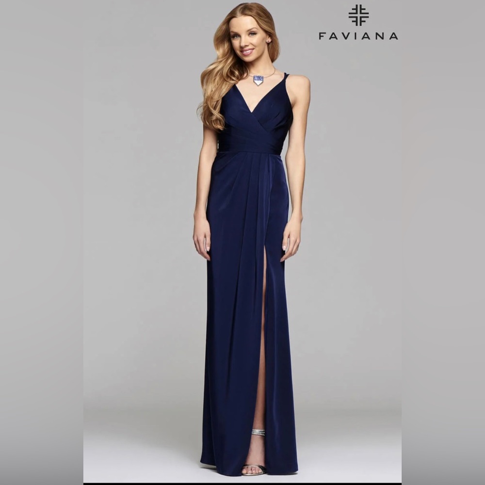 Faviana Gown in Navy Blue
